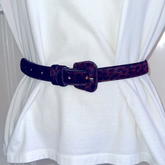 Vintage 80s Details brown & black animal print faux fur‎ belt main image 4